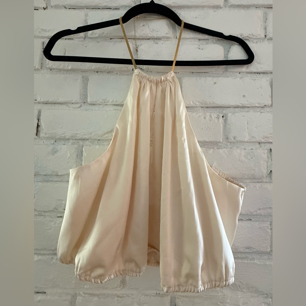 Cream Satin Halter Neck Top